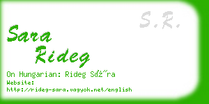sara rideg business card